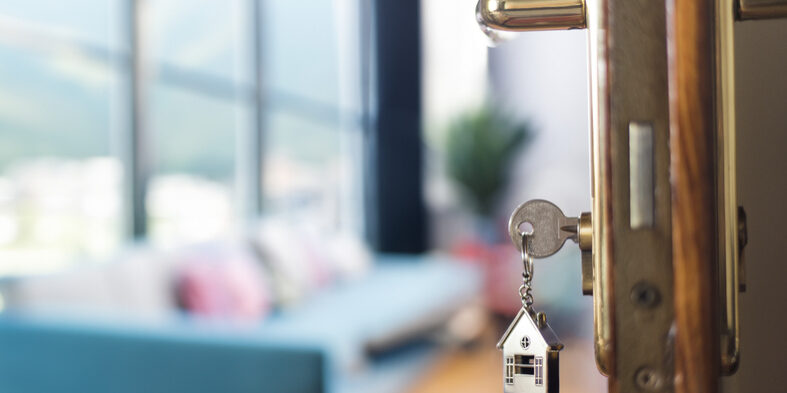 Keys from room hotel on the door